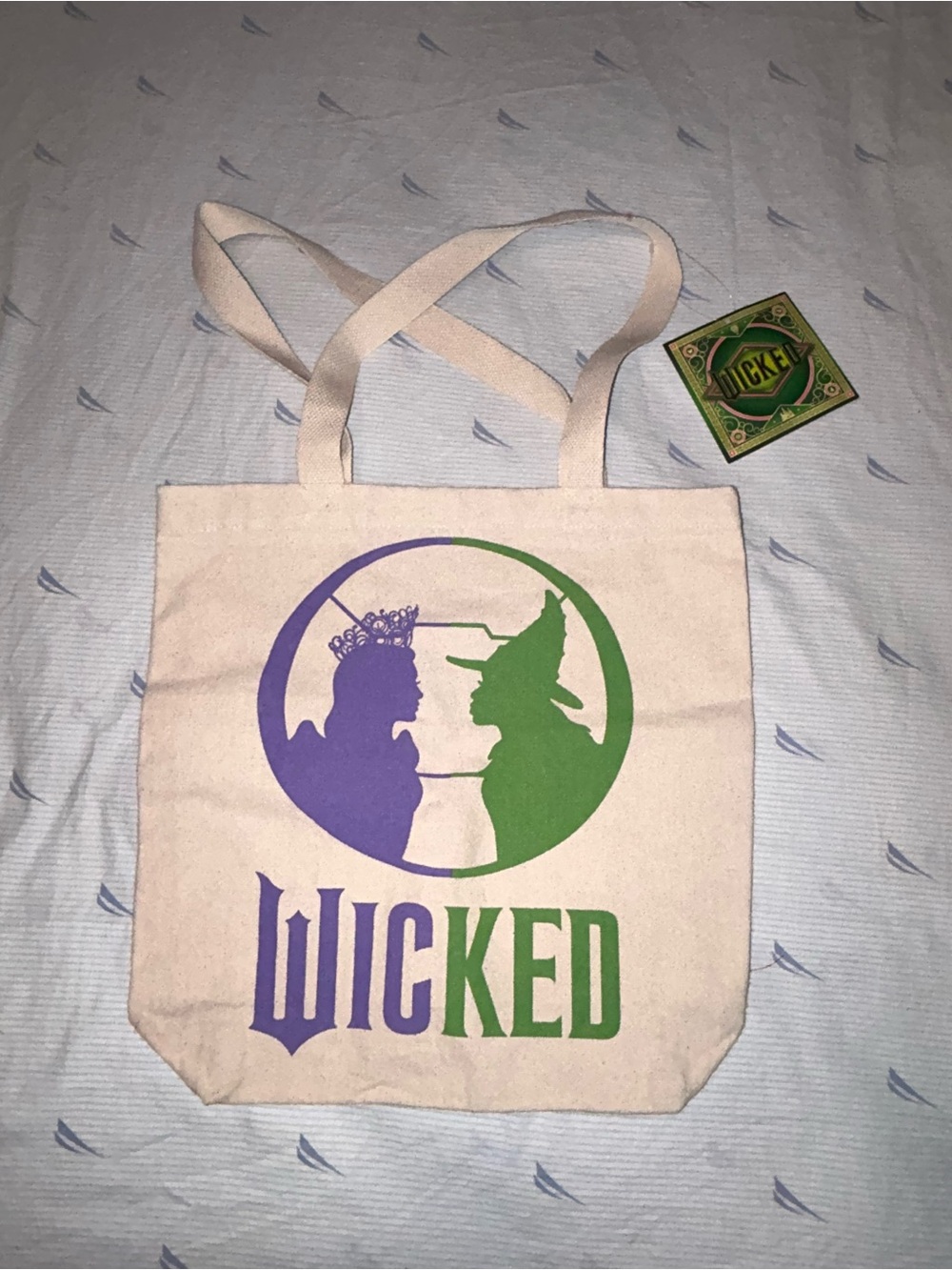 Universal Natural Canvas Tote with Purple & Green Wicked Graphic
